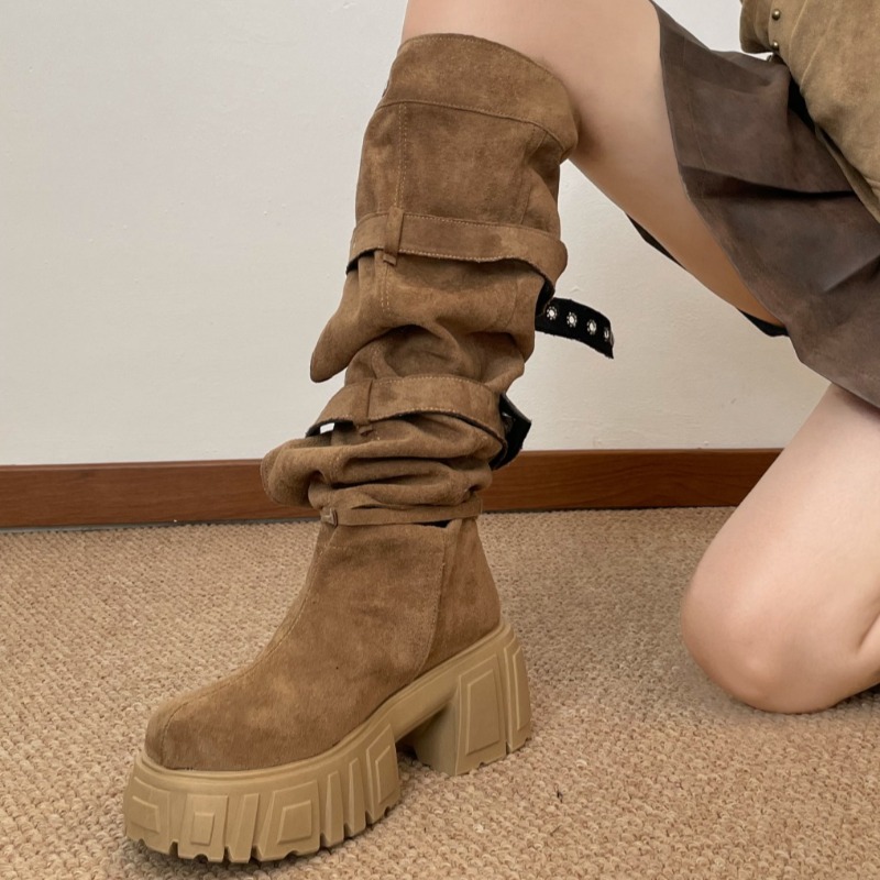 2026 Fashion Punk Style Buckle - Women'S Fashion Knee High Boots review and price